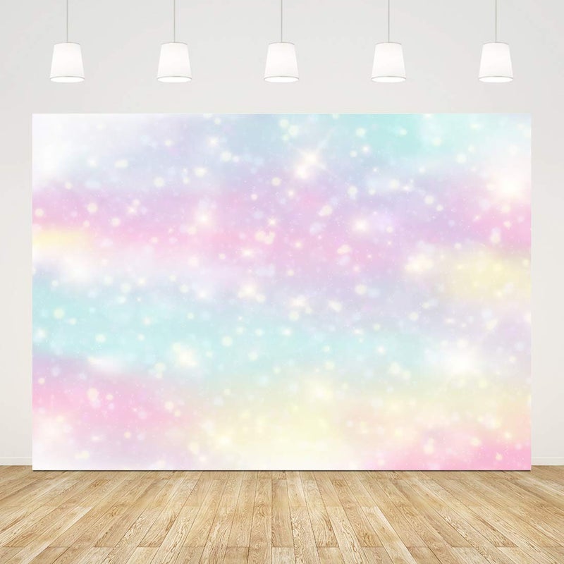 Ticuenicoa Glitter Rainbow Photo Backdrop Watercolor Newborn Photography Background 7x5ft Colorful 1st Birthday Backdrop Girl Party Decorations Baby Shower Supplies Cake Table Banner Bokeh Photo Booth Props - Image 1